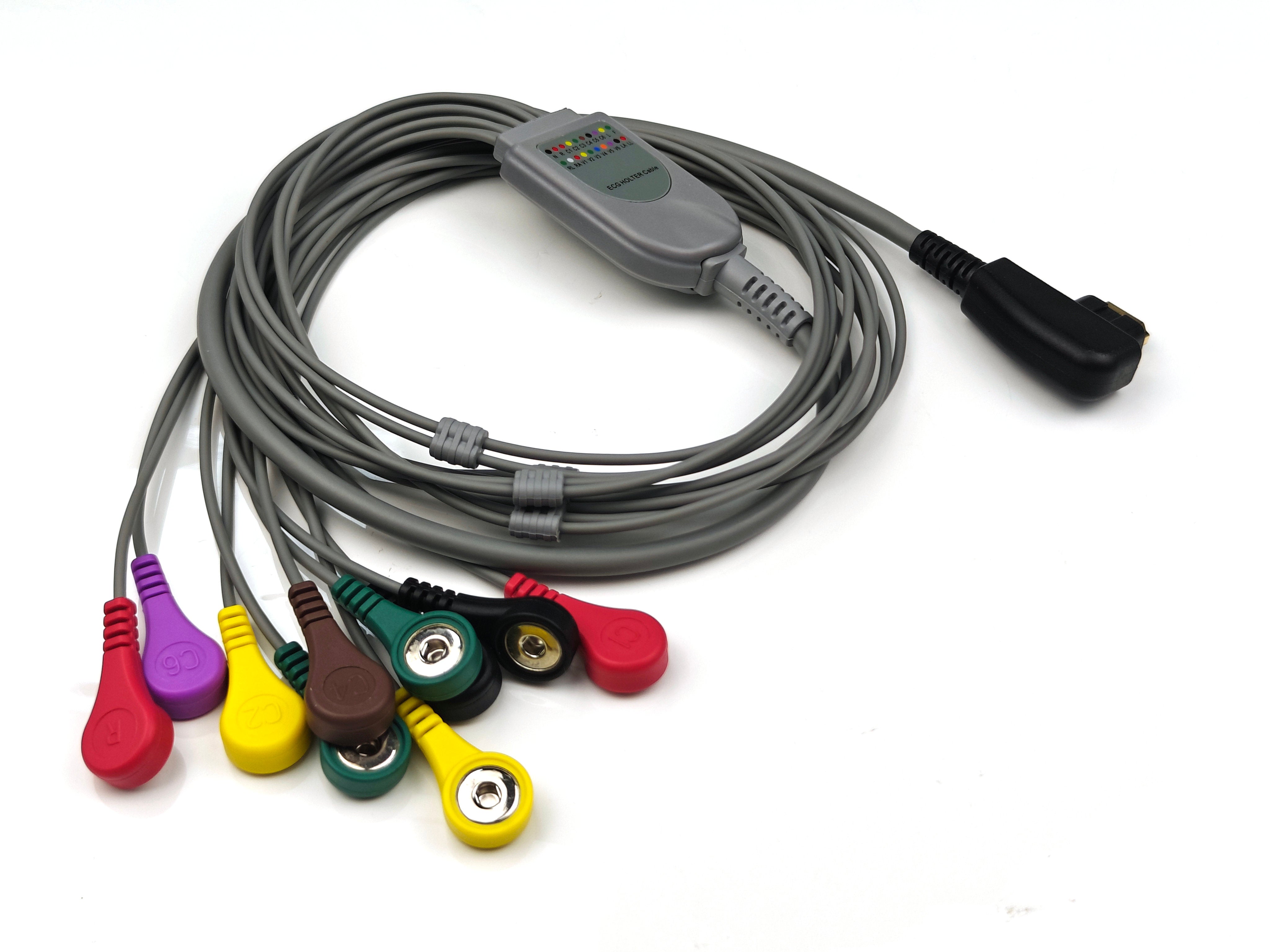 Plinma Compatible DMS DirectConnect ECG Holter Cable 10 lead Snap IEC