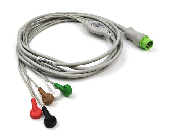 Plinma Compatible Biolight AnyView A2 Direct Connect ECG Cable 5 Leads Snap AHA P3521-98