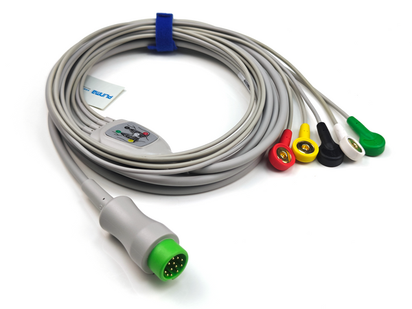 Plinma Compatible Mindray uMEC10 5Lead Snap IEC ECG Cable 12Pin P3520-30