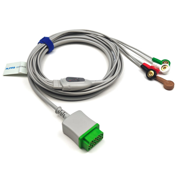 Plinma Compatible GE Marqutte One-Piece ECG Cable 5 Leads Snap AHA P3521-19