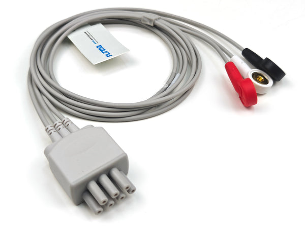 Plinma Compatible  Mindray Telemetry ECG leadwire,3 leads,Snap,AHA P4321-89